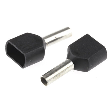 TE Connectivity Insulated Crimp Bootlace Ferrule, 8mm Pin Length, 2.2mm Pin Diameter, 2 x 1.5mm² Wire Size, Black